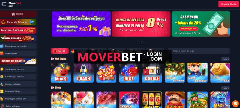 Jogos disponíveis no Moverbet Casino