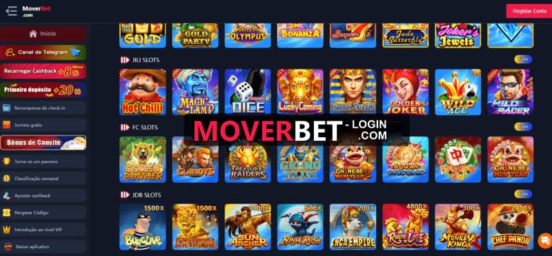 Jogos para celular no Moverbet